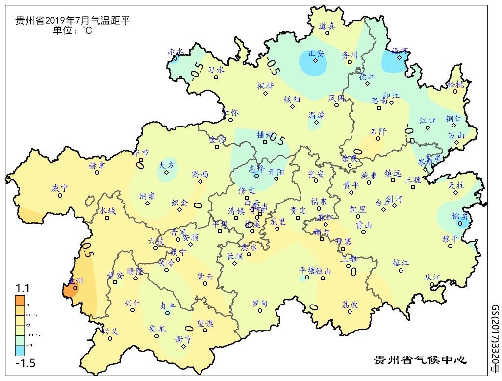 贵州省2019年7月气温距平.jpg